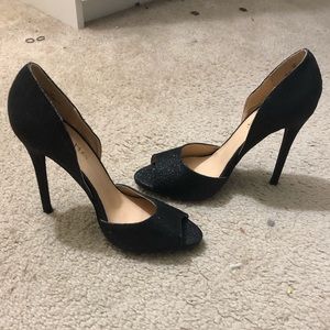 Black glitter heels
